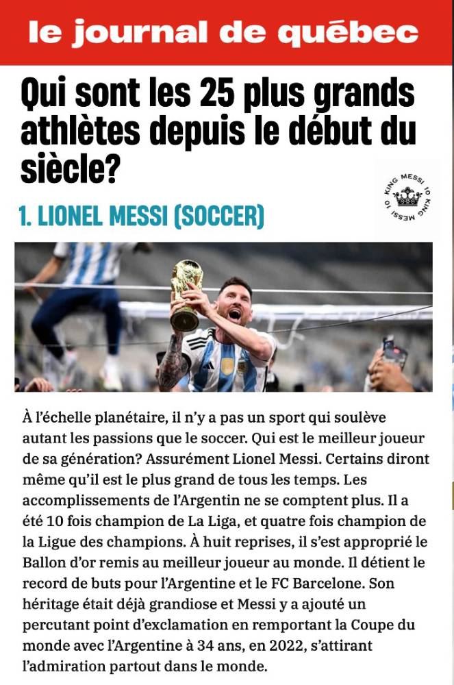 Lionel Messi named best athlete of the first quarter of the 21st century, ahead of Cristiano Ronaldo and Tom Brady - Ảnh 1